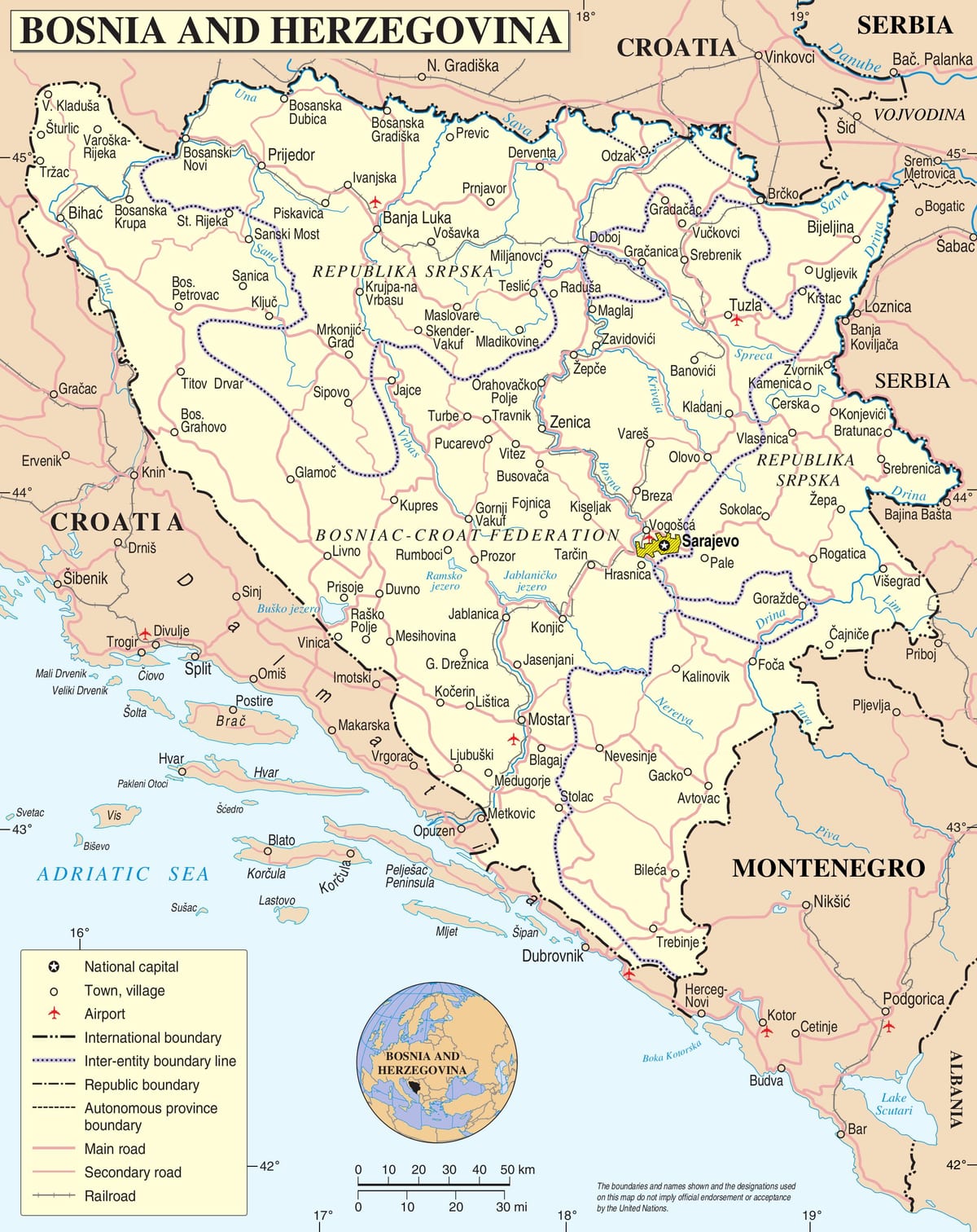 žemėlapis Bosnija