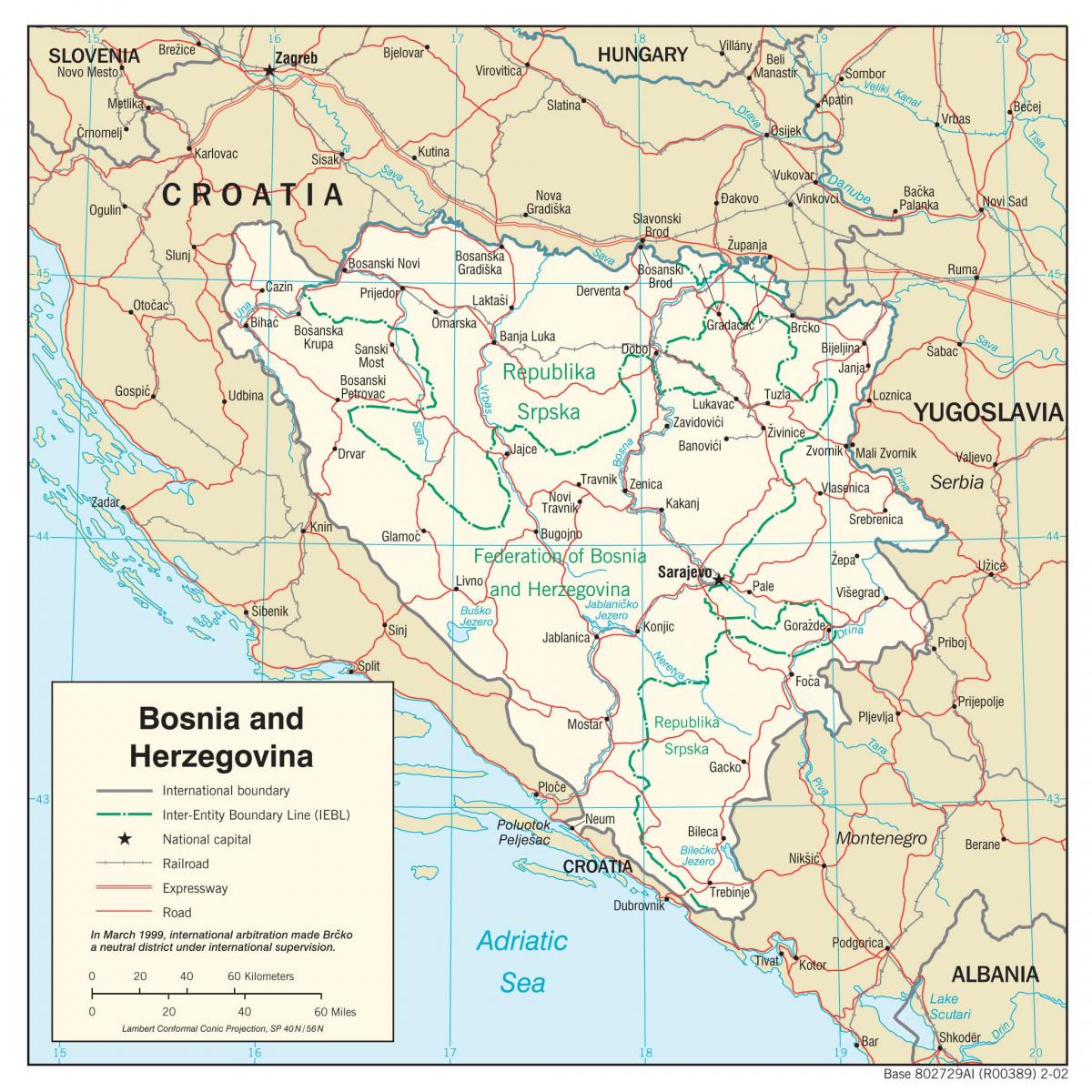 Bosnija-Hercegovina žemėlapyje