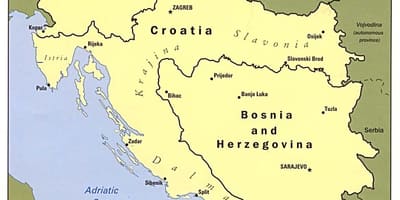 Žemėlapis Bosnijos ir Hercegovinos ir aplinkinių šalių