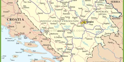 Žemėlapis Bosnijos kelių