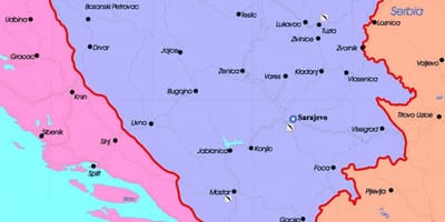 Bosnija ir Hercegovina politinį žemėlapį