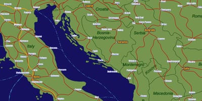 Bosnija geležinkelių žemėlapis