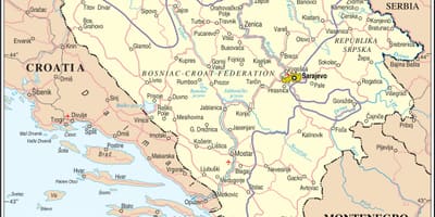 Žemėlapis Bosnijos turistų