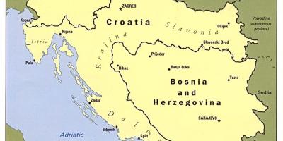 Žemėlapis Bosnijos ir Hercegovinos ir aplinkinių šalių